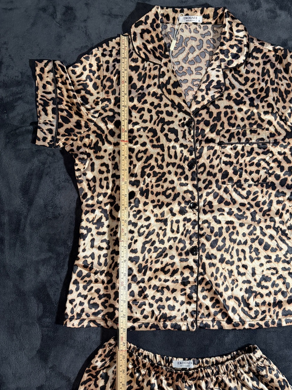 🐆EKOUAER Leopard Print Women Pajama Set - Tan & Black - Picture 7 of 11